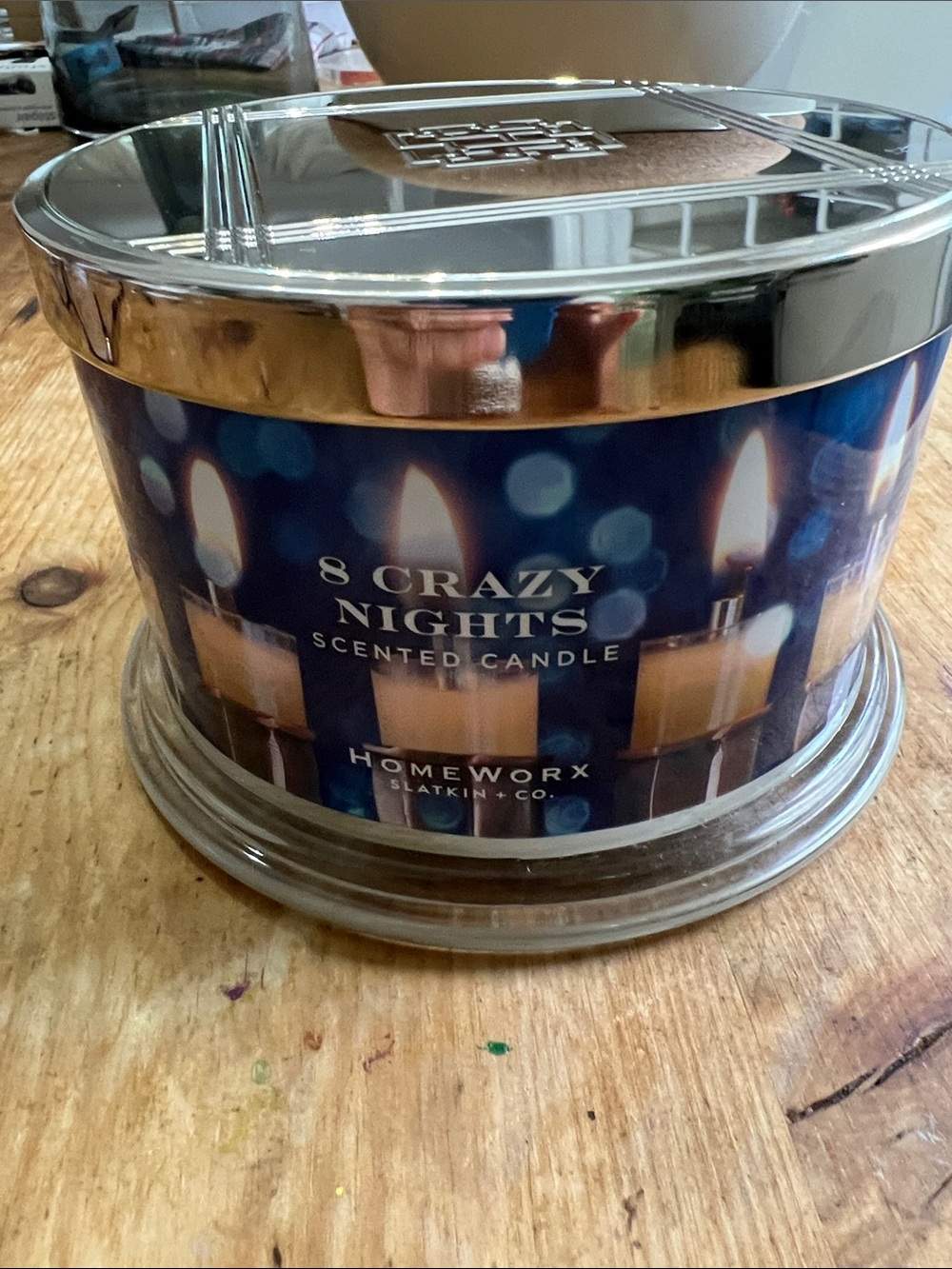 NIB 8 Craxy Nights Hanukka 18-ounce, 4-wick jar candle NIB Slatkin Limited Ed.